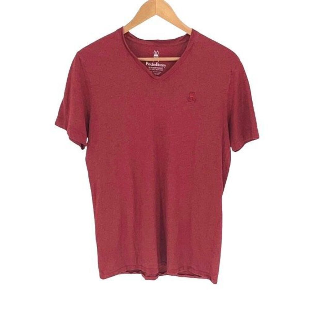 Psycho Bunny Mens Pima Cotton V Neck Short Sleeve T Shirt Red Size 5 Small